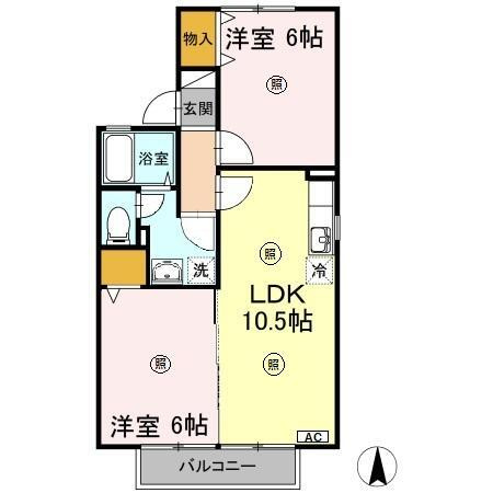 【間取り】 | セジュールたさきA・B　A