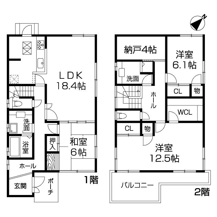 高徳町１丁目戸建の間取り