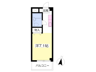洋室７．１帖のワンルームです。