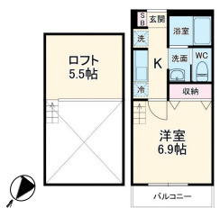 横浜市鶴見区上の宮１丁目のアパートの間取り