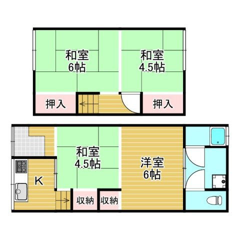 稲葉元町1丁目テラスハウスの間取り