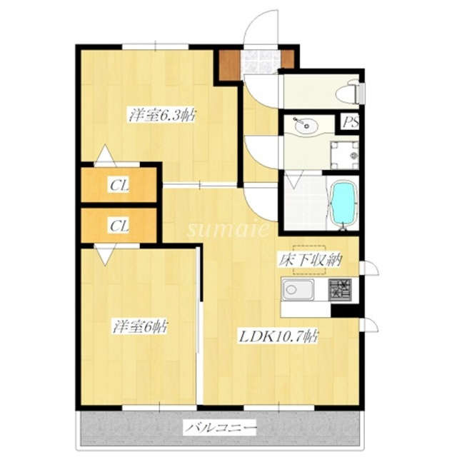 エクセルハイムⅠの間取り|広々したお部屋です☆