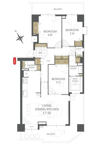 【間取り】ヴィルフォーレ稲毛５番館 