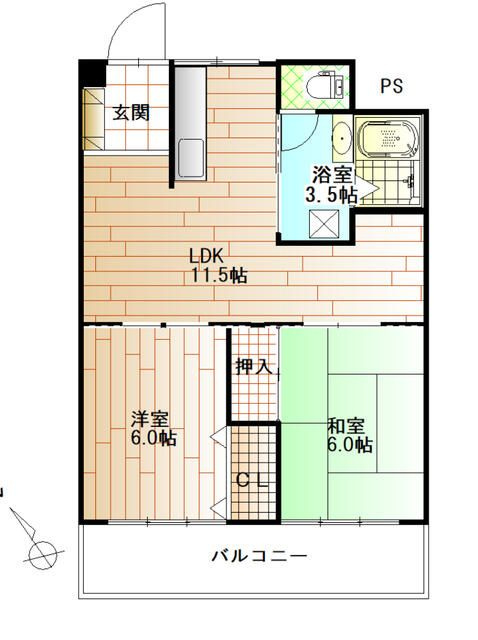 鳴尾小松住宅　B棟の間取り