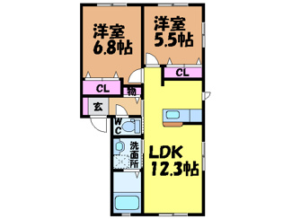 【間取り】 | クレセオ森　A棟