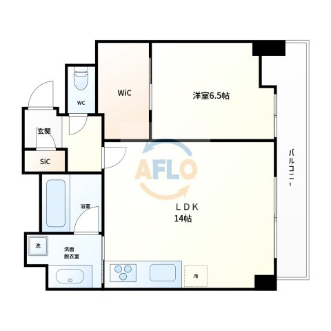 松屋タワーの間取り|角部屋　開放的な室内