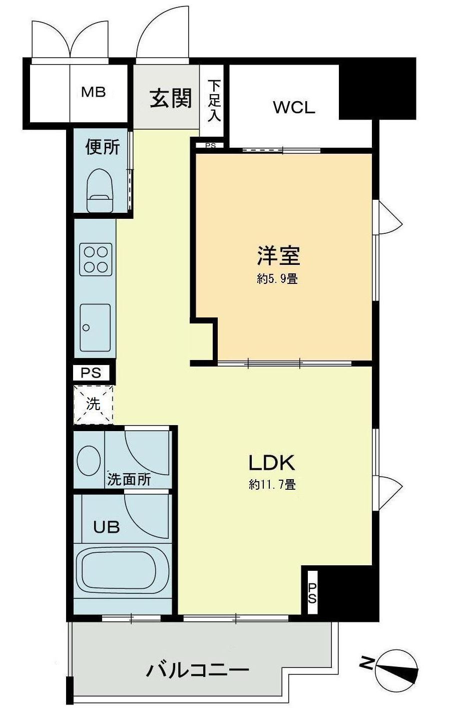 ベルファース本郷弓町の間取り|1LDK