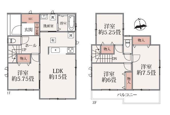 水戸市千波町　新築戸建　B号棟　の間取り