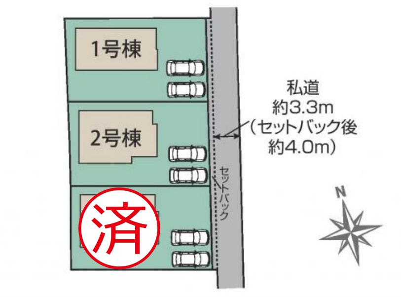 水戸市赤塚1丁目　新築戸建　2号棟の区画図
