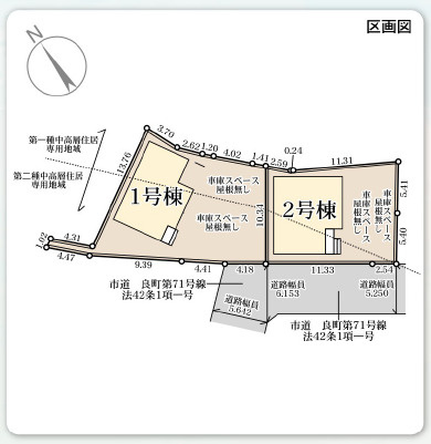 リーブルガーデン／南区良町第十二／2号棟の区画図