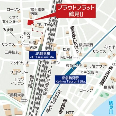 プラウドフラット鶴見Ⅱの地図