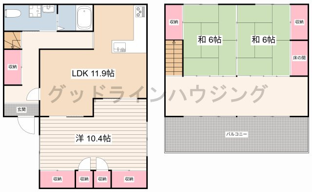 小野市上本町貸家の間取り