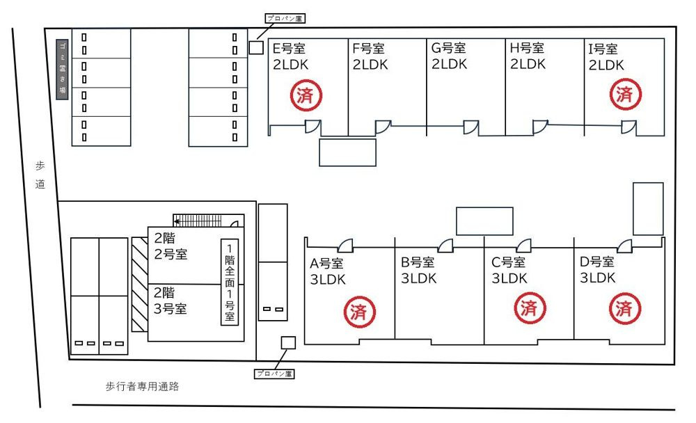 ヴェルデ　ガレージ　ナカガワの区画図