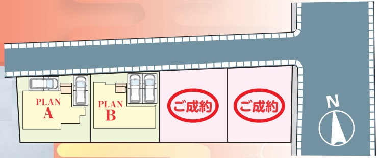 三郷市　高州1丁目　新築戸建　全2棟の区画図|区画図です
