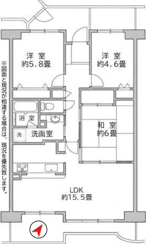 パークフィールドみさと３街区１号館の間取り|間取図です