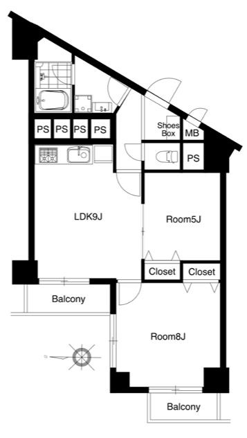 八王子はざま住宅の間取り|～西向き2LDKの間取り～
