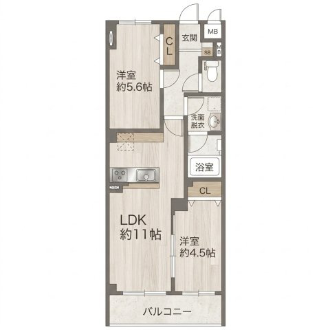 大阪市阿倍野区美章園１丁目の賃貸マンションの間取り