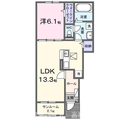 【間取り】 | パレス・ニュールミネⅢ　Ａ