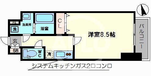 アドバンス難波レーヴの間取り|アドバンス難波レーヴ　開放的な間取り　