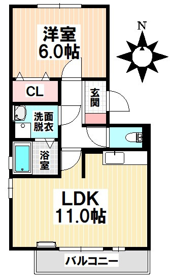 【間取り】 | ZONE亀城　B