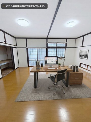 【居間・リビング】 | 寺池住宅 | 本画像はAIにて加工した画像になります。実際には家具の配置はありません。
