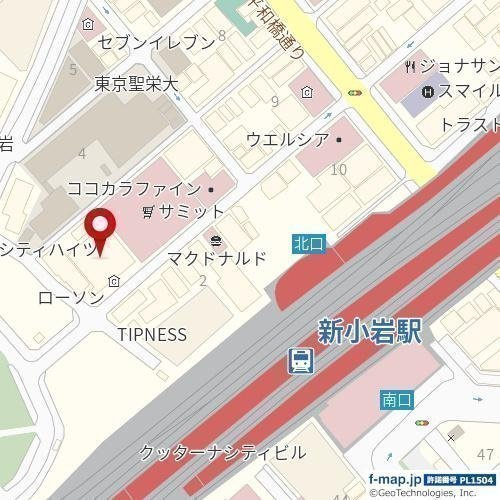 シティハイツ新小岩の地図
