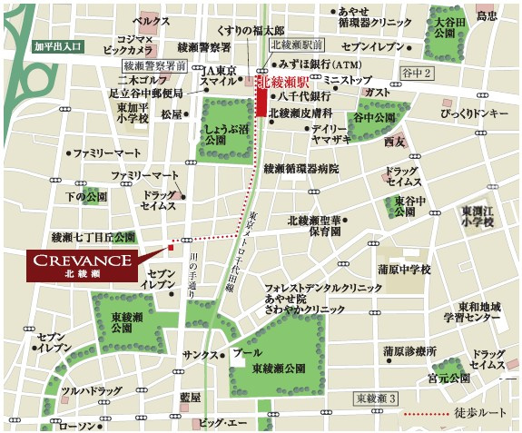 クレヴィスタ北綾瀬の地図