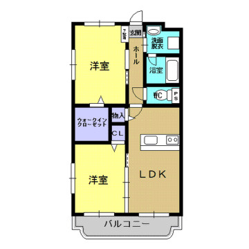 合志市須屋の賃貸マンションの間取り