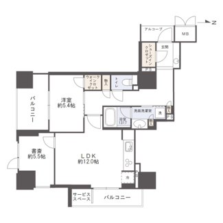 【間取り】 | ジオタワー堺筋本町 | 【間取り】13階・南東角住戸！SOHO利用可能！