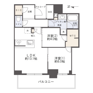 【間取り】 | シエリアタワー大阪堀江 | 【間取り】15階・西向き住戸につき、眺望・採光・通風の全てが良好◎