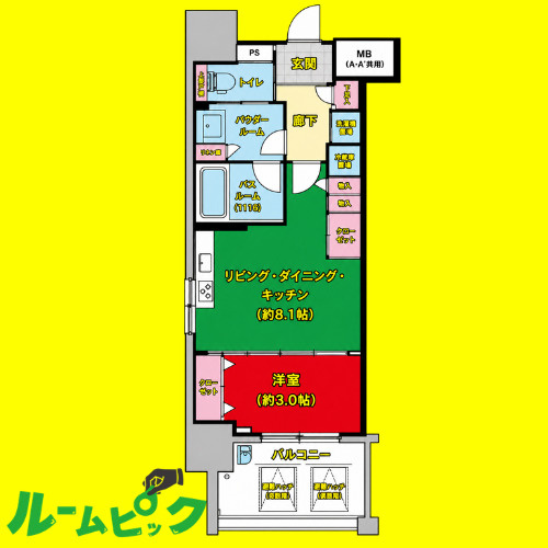 リヴシティ泉　名古屋市賃貸　仲介手数料無料の間取り