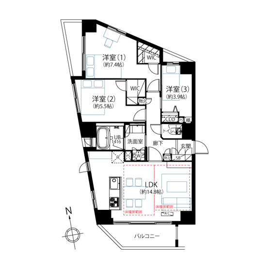【間取り】 | ザ・パームス東中野Ⅱ