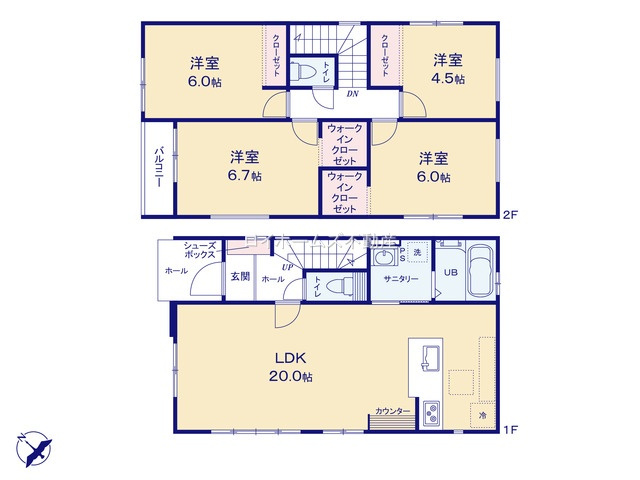 【間取り】 | 名古屋市中村区宿跡町２丁目89-4『仲介料無料』新築戸建て | 1号棟