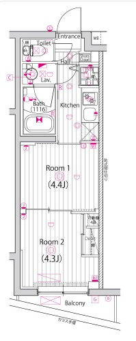 板橋区上板橋１丁目の賃貸マンションの間取り