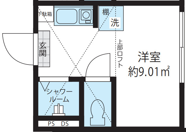 Le Confo荻窪の間取り|ワンルーム+ロフト