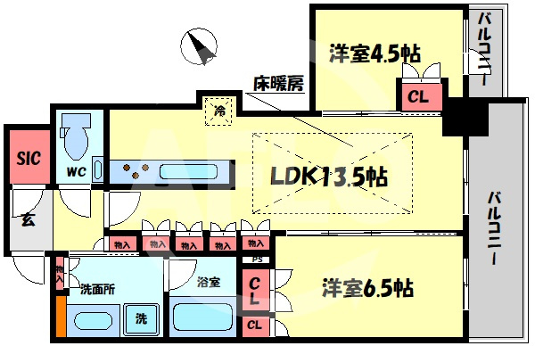 ザ・セントラルマークタワー　中津小学校区の間取り|ザ・セントラルマークタワー　間取り