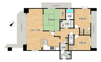 【間取り】 | リベール明石西江井ヶ島 | 全室に収納、バルコニーが付いた3LDKです