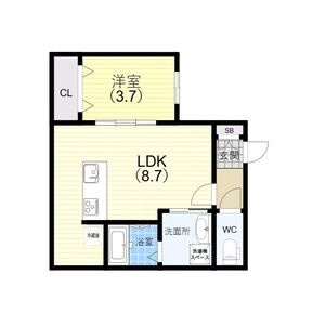 神戸市中央区脇浜町３丁目のアパートの間取り