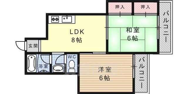 神戸市灘区新在家南町４丁目の賃貸マンションの間取り