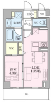 西宮市森下町の賃貸マンションの間取り