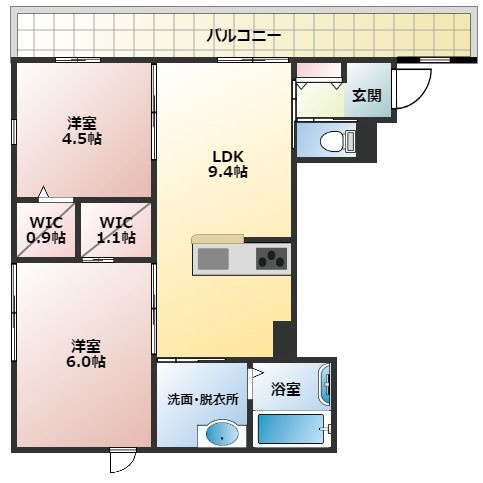 西宮市甲子園三保町の賃貸マンションの間取り