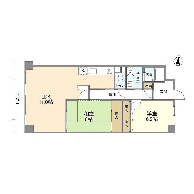 西宮市柳本町の賃貸マンションの間取り