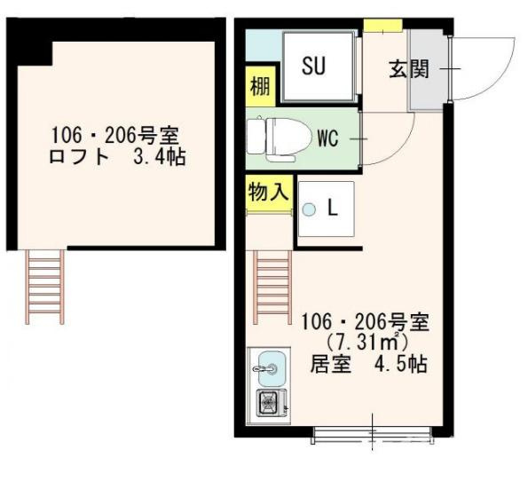 新宿区山吹町のアパートの間取り