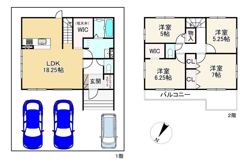 野洲市行畑　新築戸建の間取り