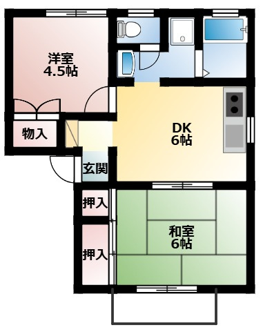 【間取り】 | グリーングラスハウス | 間取り　２ＤＫ
