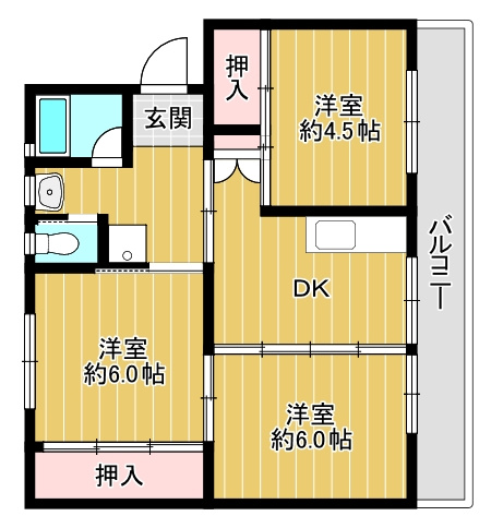 ビレッジハウス大牟田2号棟の間取り