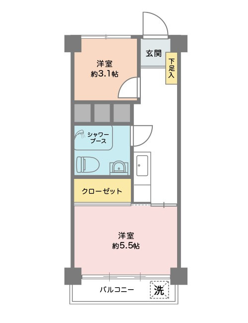 湯島武蔵野マンションの間取り|2K