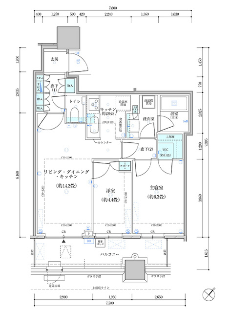 パークタワー勝どき　サウス棟の間取り