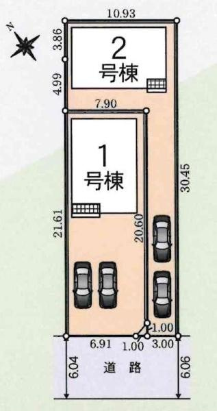 岡崎市栄町第4　全2棟・2号棟の区画図