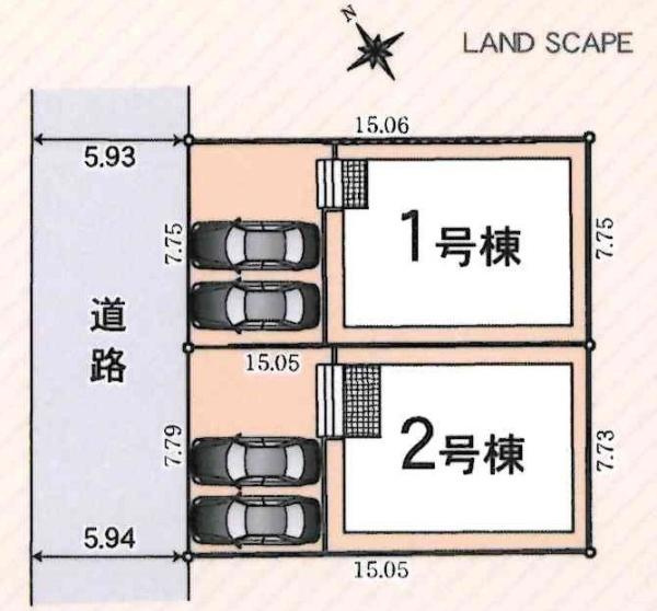 豊田市前林町第3　全2棟・1号棟の区画図